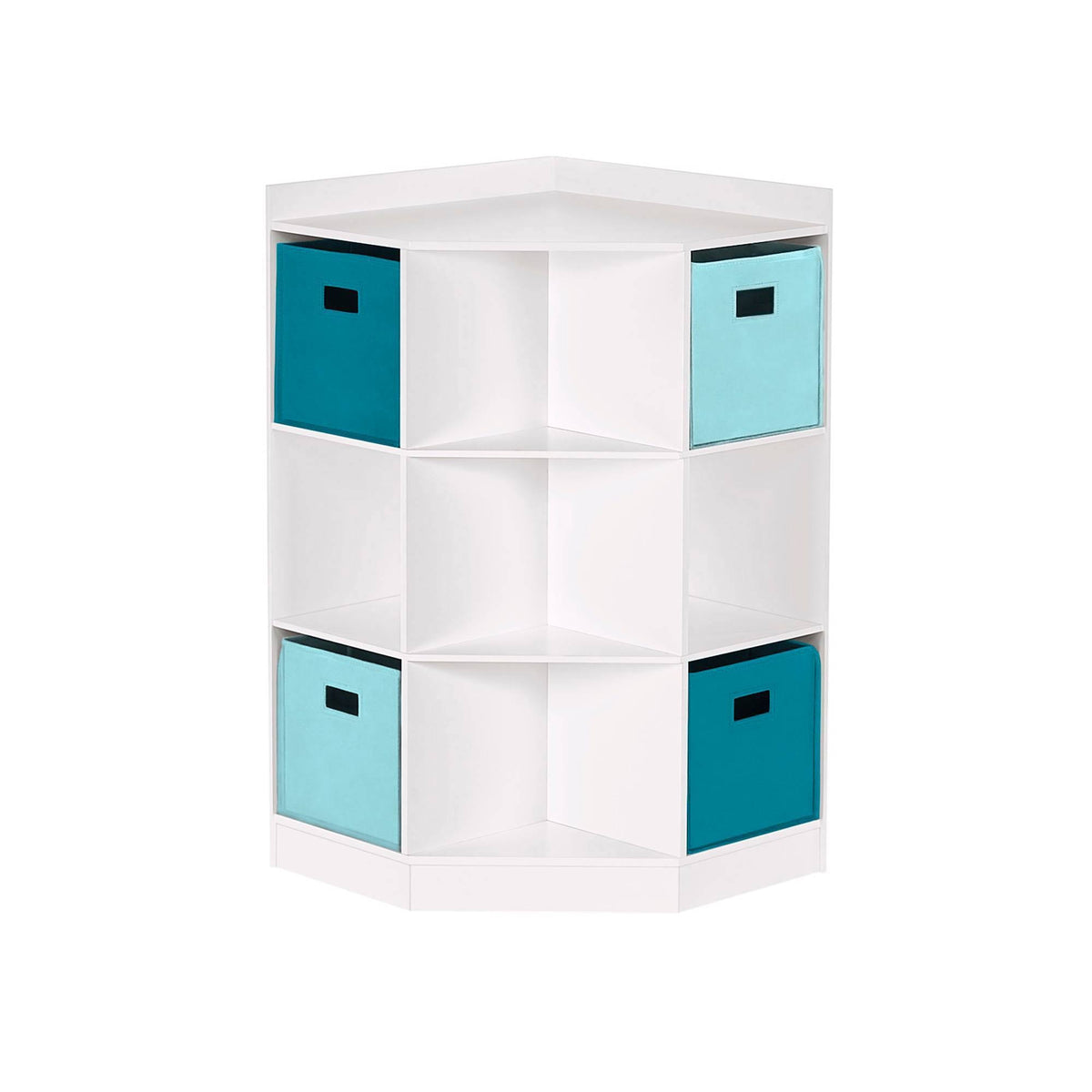 5pc Kids Corner Cabinet Set with 4 Bins White Turquoise Aqua R212