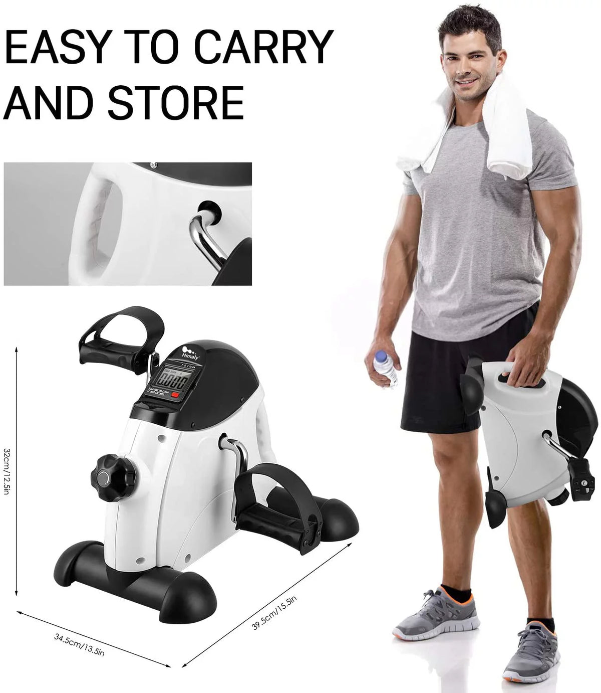 White Portable Mini Exercise Bike with LCD Screen O461657