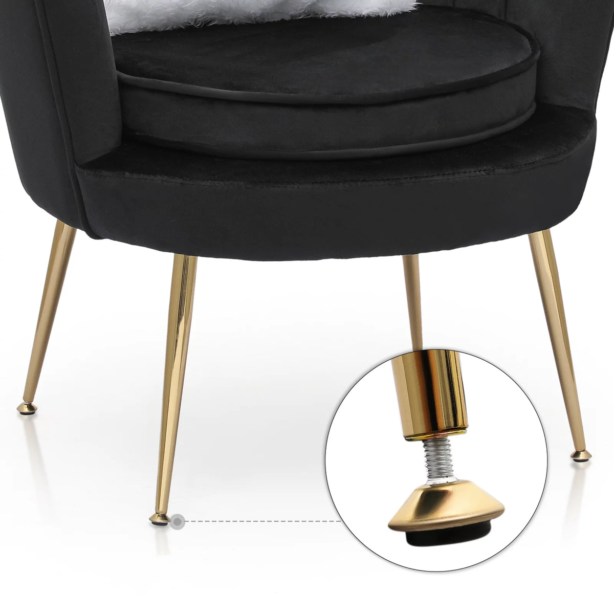 Black Velvet Tufted Accent Chair with Ottoman and Cushion I583405