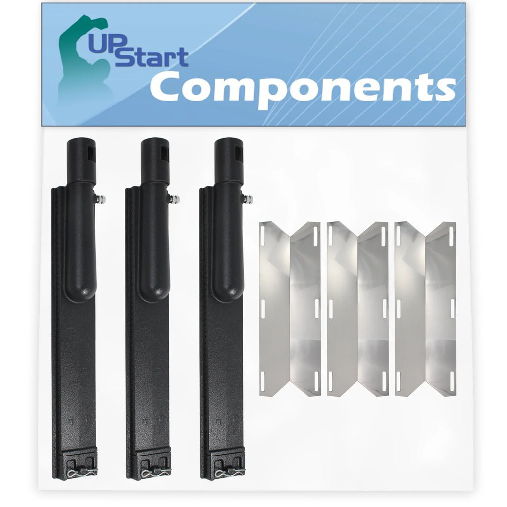 3-Pack BBQ Gas Grill Tube Burner & Heat Shield Plate Replacement Parts Y78519