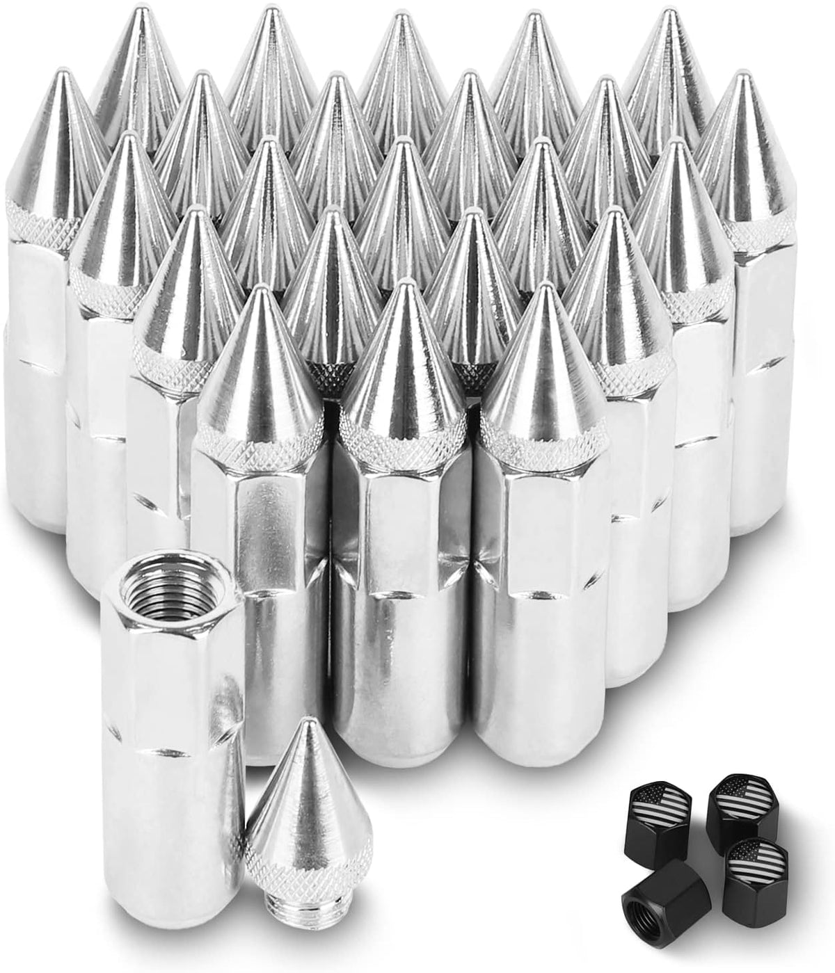 24 PCS Steel Spiked Lug Nuts (Neo Chrome) H7592