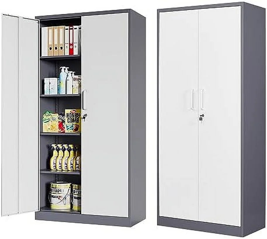 Metal Cabinet with Locking Doors 71" Tall 2 Adjustable Shelves O38505