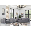 Gray Velvet Fabric Sofa and 2 Armchairs Set C9947