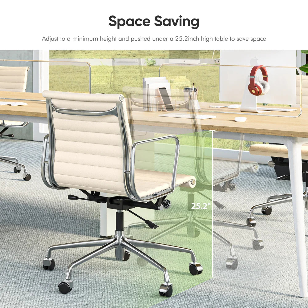 White Ergonomic Leather Office Chair I677