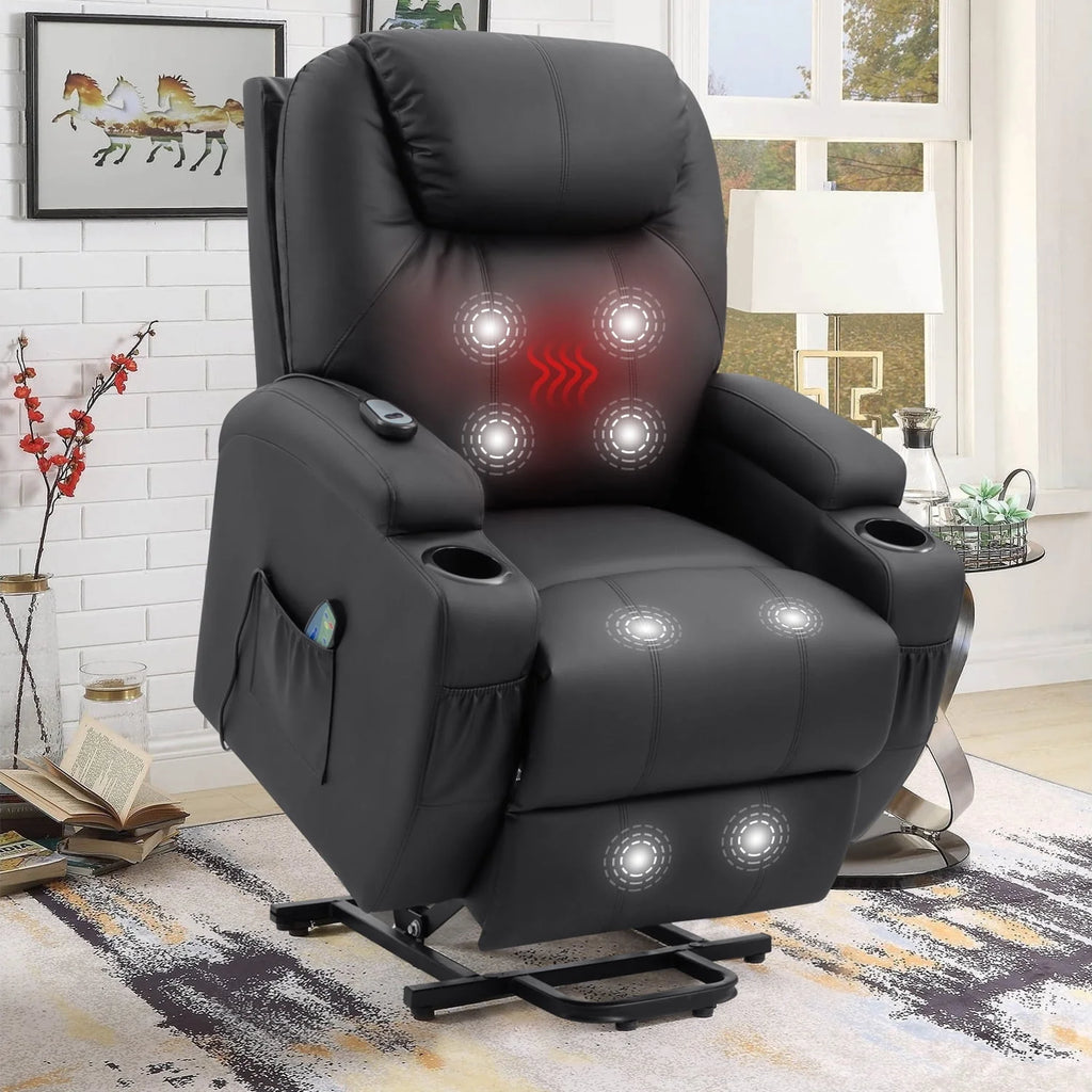 Black Faux Leather Power Lift Recliner N330