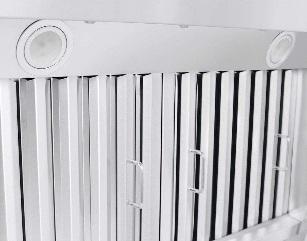 Stainless Wall Range Hood, 1000 Max CFM, 4 Speed, 30 36 42 48 54 60 inch V28843
