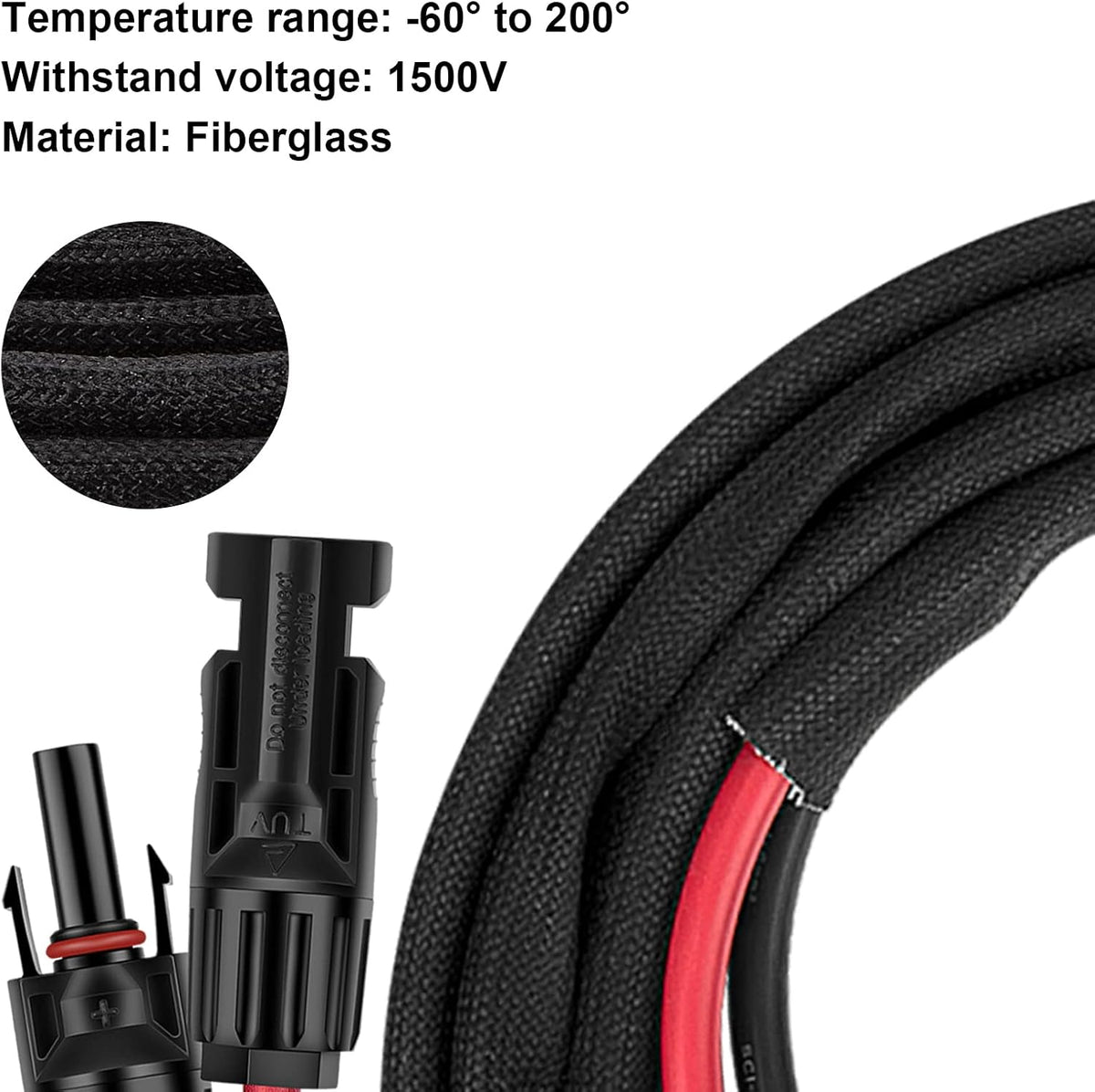 6FT 10AWG Solar Extension Cable with Female and Male Connector R550