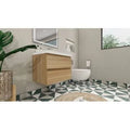 White Oak Wall-Mounted Single Bathroom Vanity Set K9130