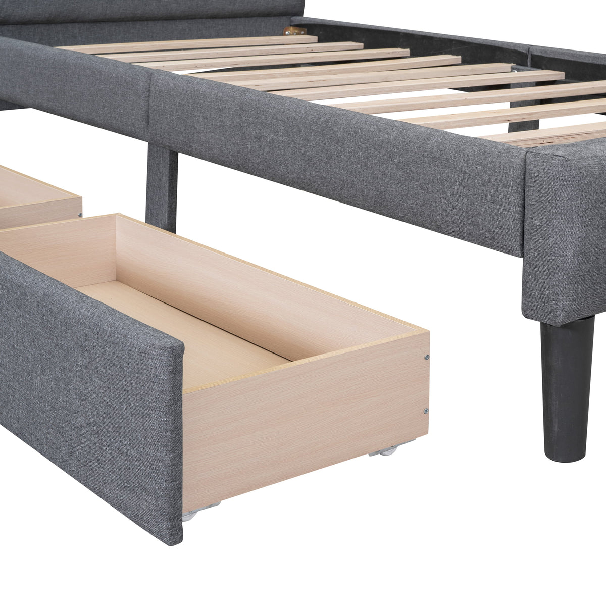 Twin Size Upholstered Platform Bed with 2 Storage Drawers O8852