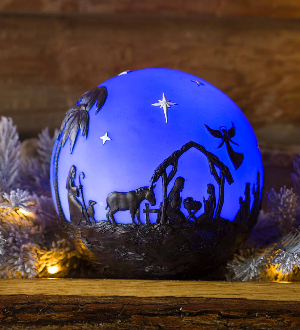 Glowing 3D Christmas Nativity Globe B46611