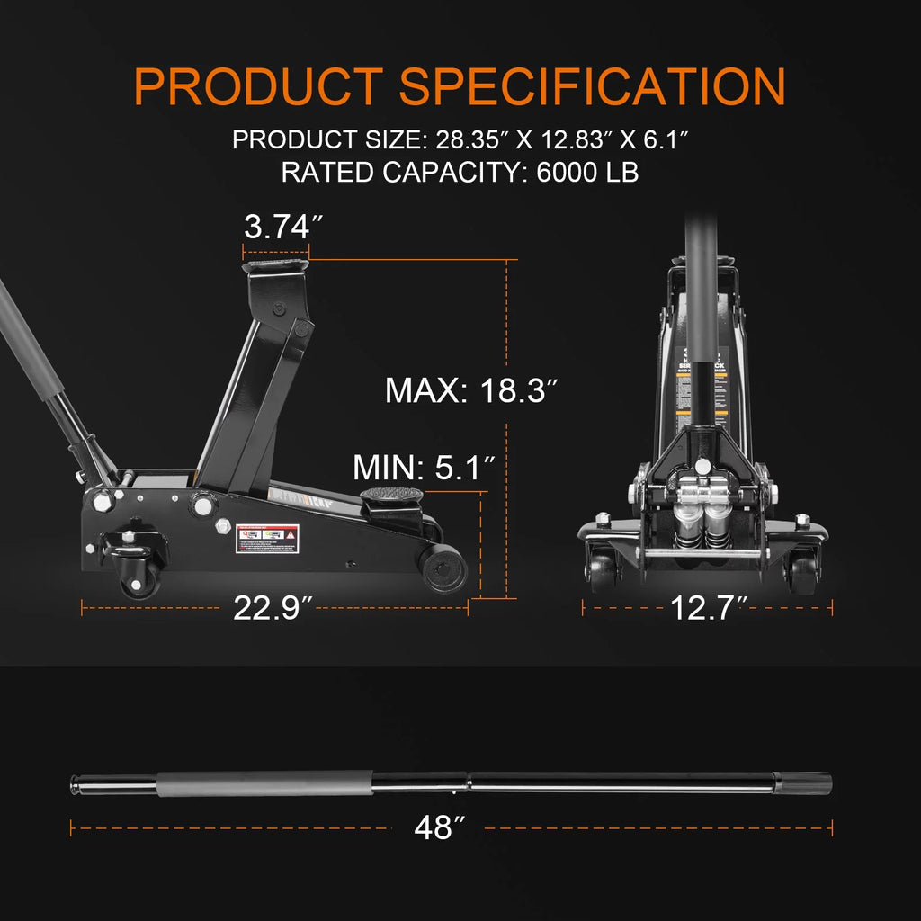 3 Ton Hydraulic Heavy Duty Steel Floor Jack Z880978