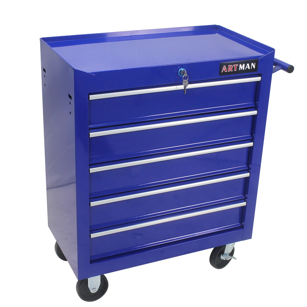 Blue 5 Drawers Rolling Tool Chest Cabinet with Wheels U731