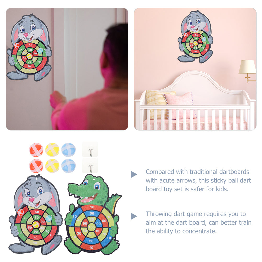 2 Sets Children's Sticky Ball Dart Board Toys Hook up Game X562