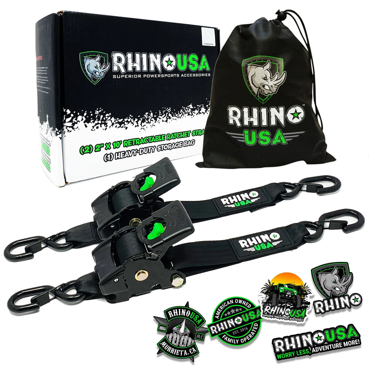 2 x 10' Retractable Ratchet Straps 2-Pack C5683