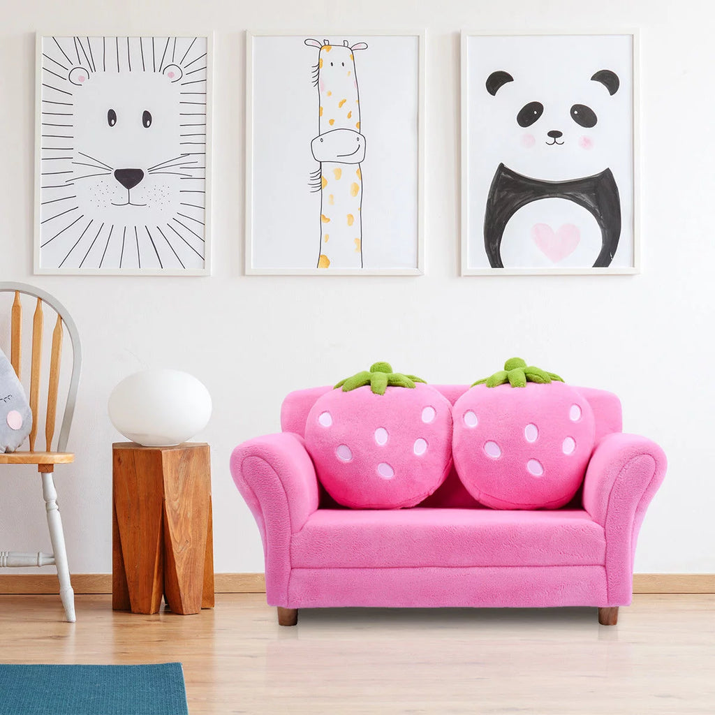 Kids Sofa Armrest Chair with 2 Pillow Pink G69684
