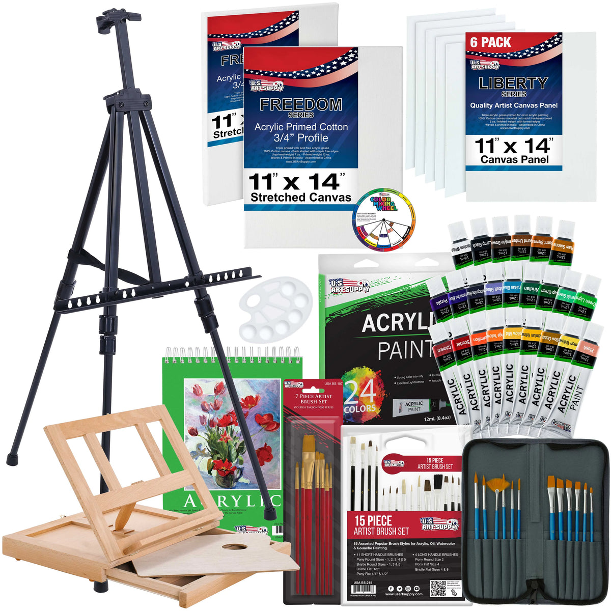 72-Piece Acrylic Painting Set with Easel and Brushes K108