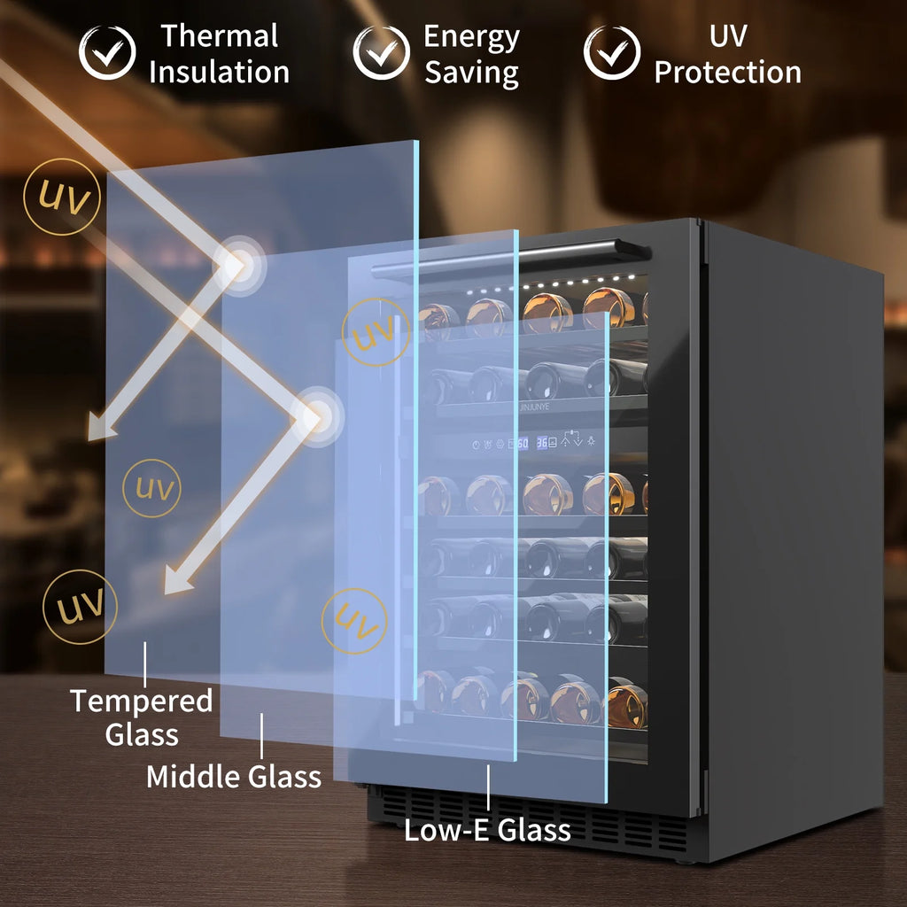24" 56 Bottle Dual Zone Wine Cooler Refrigerator Q1843