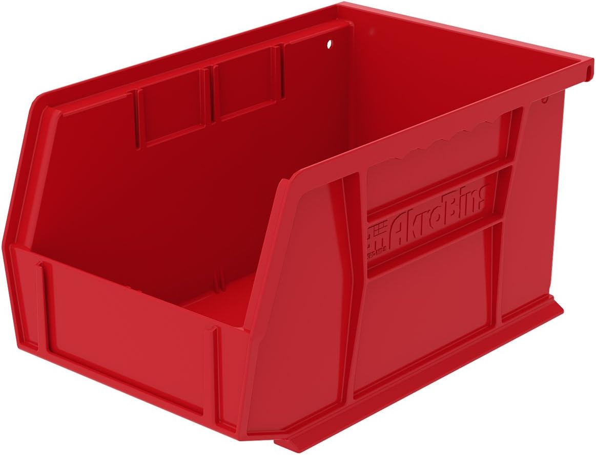 Plastic Storage Bin Hanging Stacking Containers, 9-Inch x 6-Inch x 5-Inch, Black, 12-Pack N190669