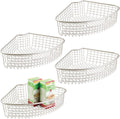 Satin Metal Kitchen Cabinet Lazy Susan Organizer Basket, 4 Pack Q166