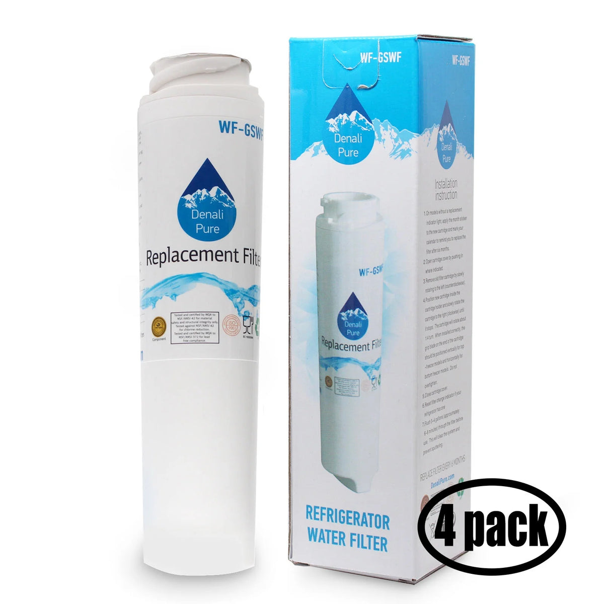 4-Pack Replacement Water Filter Cartridge for Refrigerator U179434