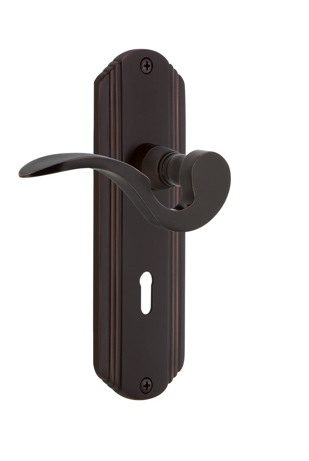 Timeless Bronze Passage Door Lever Set with Deco Ros S1460