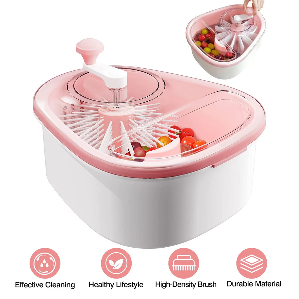 Pink Fruit Vegetable Washing Spinner with Bowl D8757